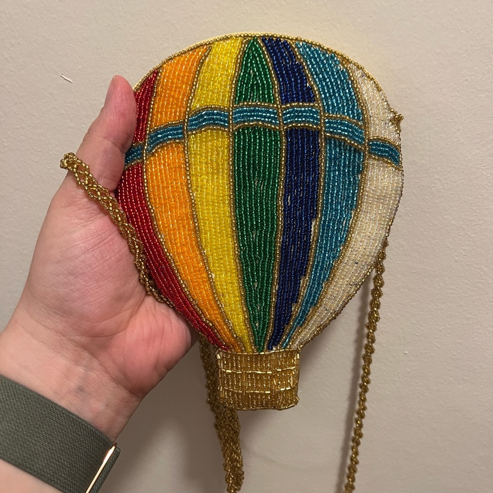 Beaded Rainbow Hot Air Balloon Crossbody Bag